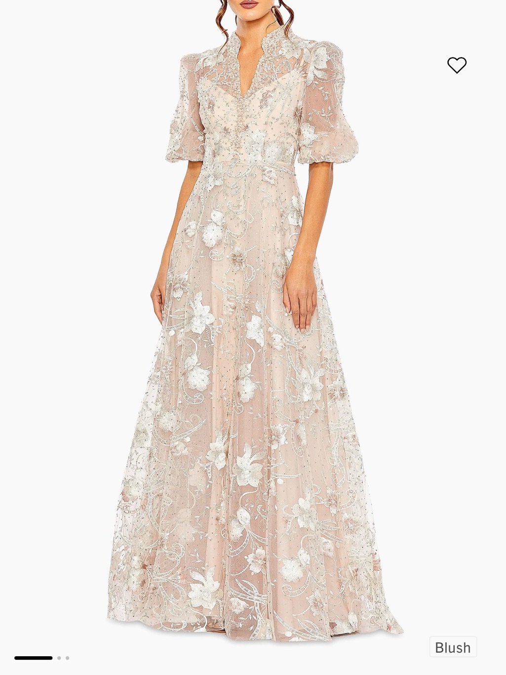 Mac Duggal Blush Pink Floral Beaded Wedding Dress
